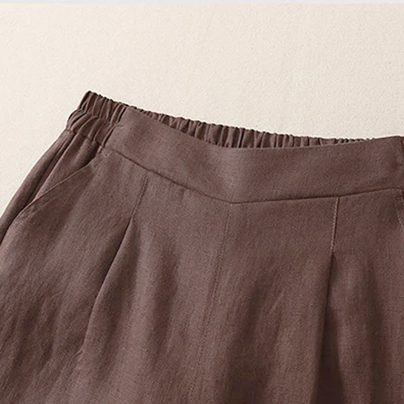 Buddha Stones Klassische, schlichte, einfarbige Cropped-Hose für Damen – gerades Bein mit Tasche - image 11