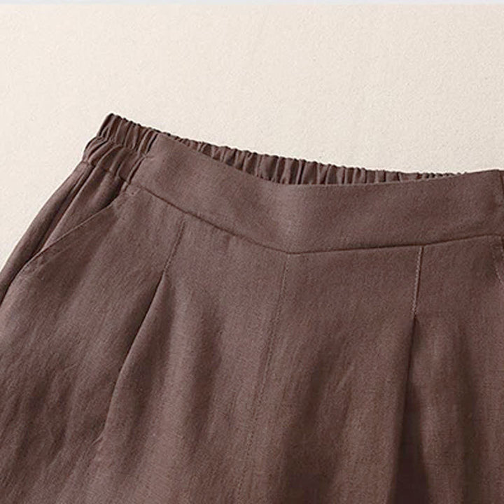 Buddha Stones Klassische, schlichte, einfarbige Cropped-Hose für Damen – gerades Bein mit Tasche - image 11