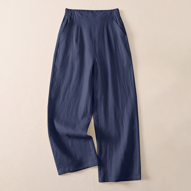 Buddha Stones Klassische, schlichte, einfarbige Cropped-Hose für Damen – gerades Bein mit Tasche - SteelBlue - US8-10, UK/AU12-14, EU40-42 (2XL) - image 9