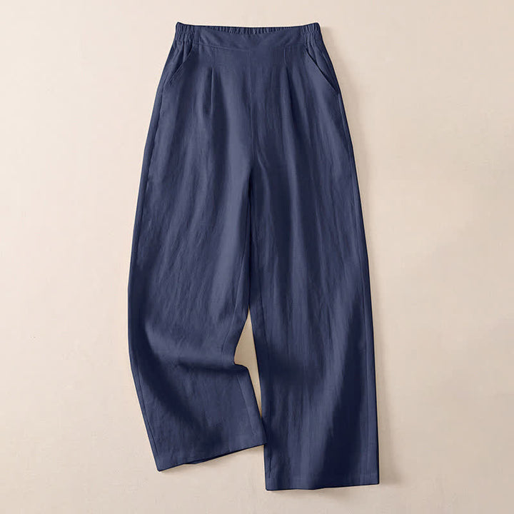 Buddha Stones Klassische, schlichte, einfarbige Cropped-Hose für Damen – gerades Bein mit Tasche - SteelBlue - US8-10, UK/AU12-14, EU40-42 (2XL) - image 9