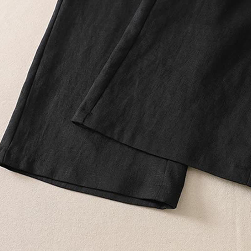 Buddha Stones Klassische, schlichte, einfarbige Cropped-Hose für Damen – gerades Bein mit Tasche - image 8