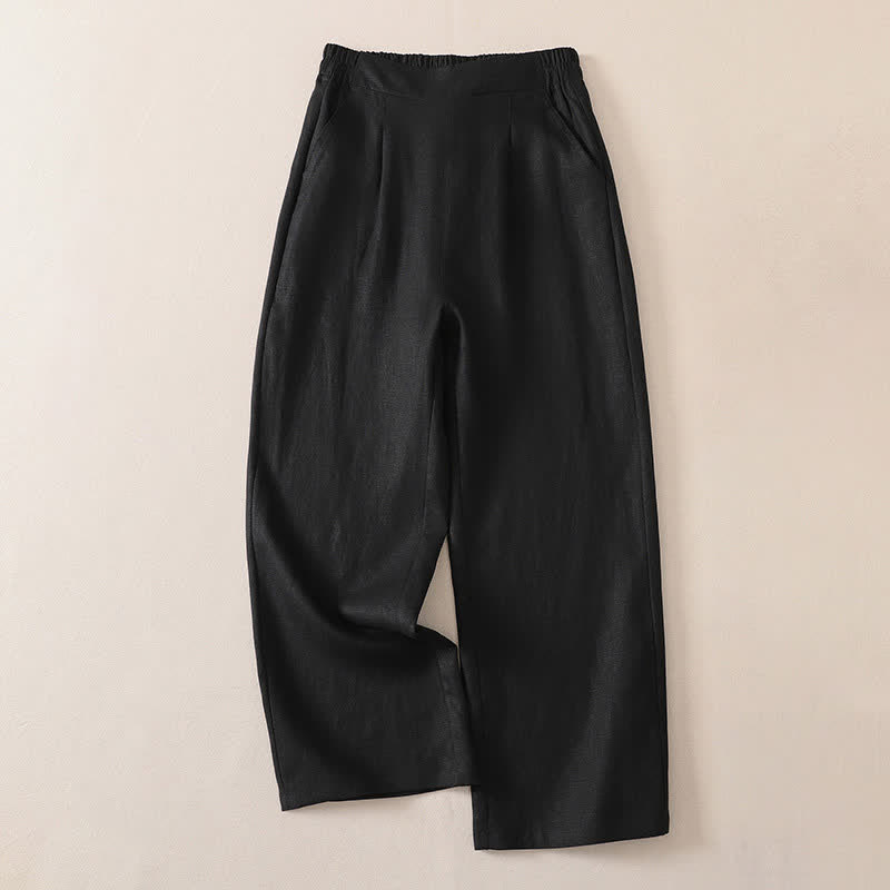 Buddha Stones Klassische, schlichte, einfarbige Cropped-Hose für Damen – gerades Bein mit Tasche - Schwarz - US8-10, UK/AU12-14, EU40-42 (2XL) - image 6