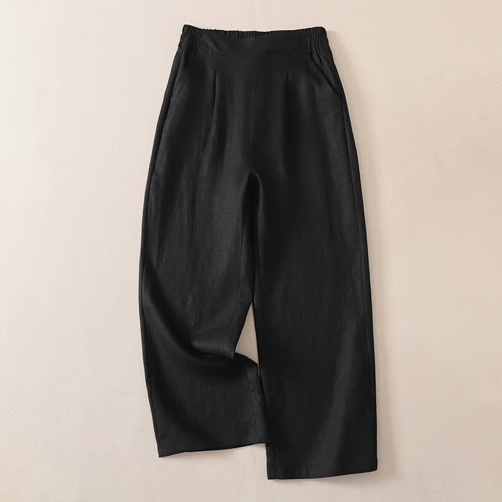 Buddha Stones Klassische, schlichte, einfarbige Cropped-Hose für Damen – gerades Bein mit Tasche - Schwarz - US8-10, UK/AU12-14, EU40-42 (2XL) - image 6