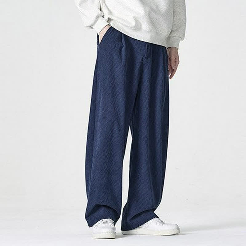 Buddha Stones Lässige Herrenhose mit Reißverschluss, geradem Bein und Tasche – ideal für Herbst und Winter. - image 1