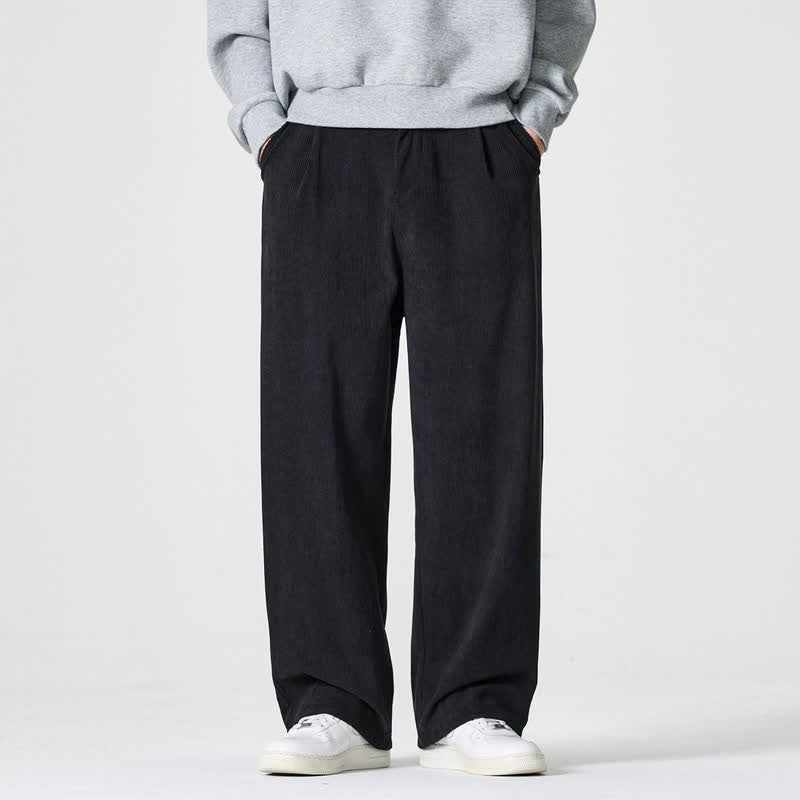 Buddha Stones Lässige Herrenhose mit Reißverschluss, geradem Bein und Tasche – ideal für Herbst und Winter. - Schwarz - US/UK/AU46, EU56 (5XL) - image 8
