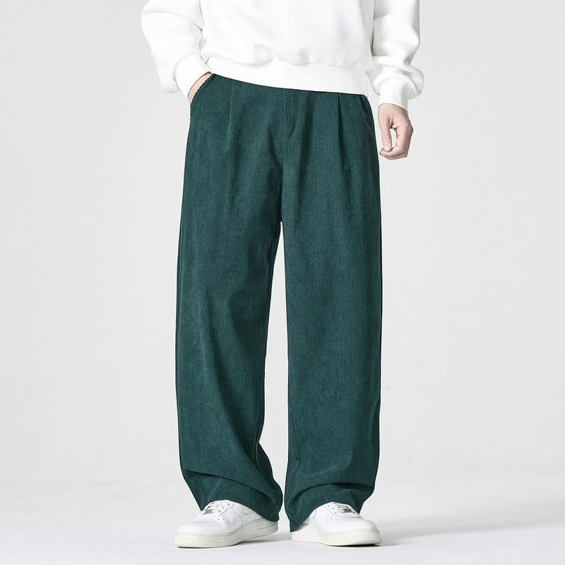 Buddha Stones Lässige Herrenhose mit Reißverschluss, geradem Bein und Tasche – ideal für Herbst und Winter. - Dunkelgrün - US/UK/AU46, EU56 (5XL) - image 4