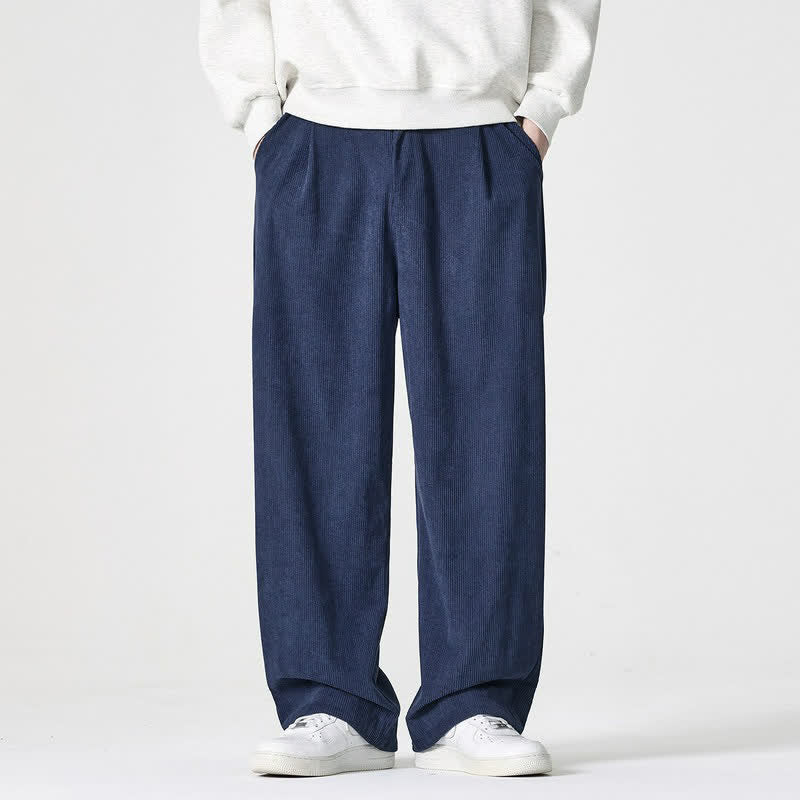 Buddha Stones Lässige Herrenhose mit Reißverschluss, geradem Bein und Tasche – ideal für Herbst und Winter. - Dunkelblau - US/UK/AU46, EU56 (5XL) - image 0