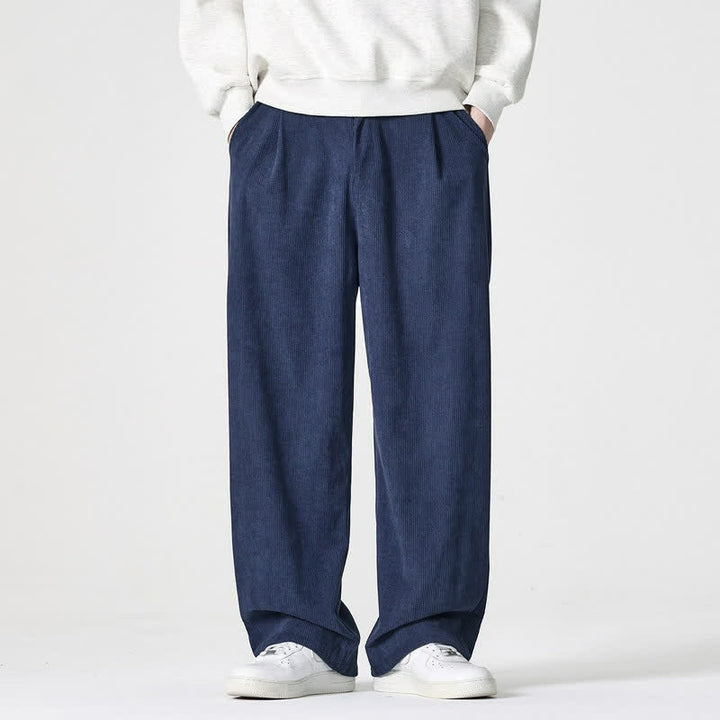 Buddha Stones Lässige Herrenhose mit Reißverschluss, geradem Bein und Tasche – ideal für Herbst und Winter. - Dunkelblau - US/UK/AU46, EU56 (5XL) - image 0