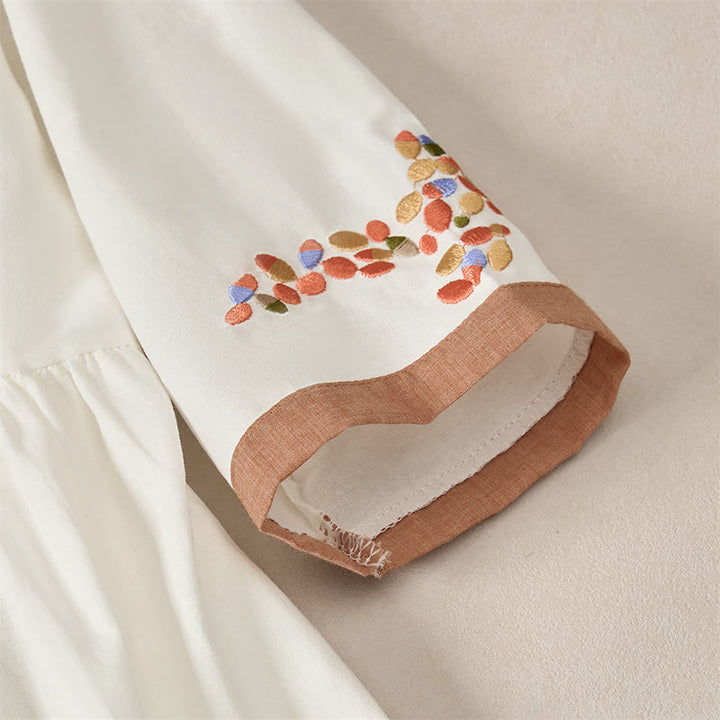 Buddha Stones Frühlings-Midikleid mit ethnischer Stickerei und halben Ärmeln für Damen - image 3