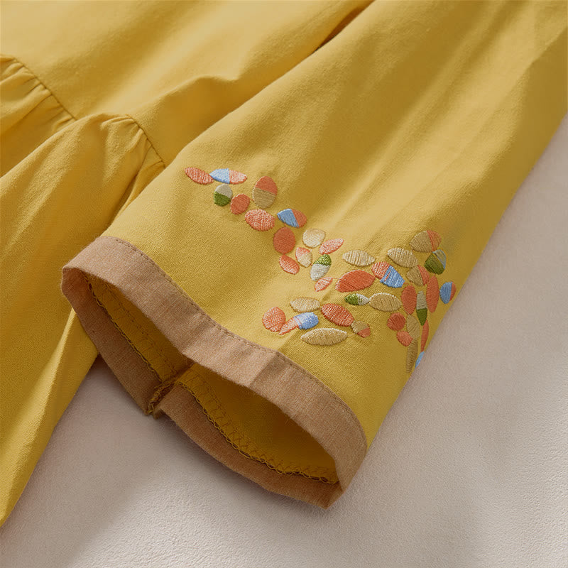 Buddha Stones Frühlings-Midikleid mit ethnischer Stickerei und halben Ärmeln für Damen - image 9