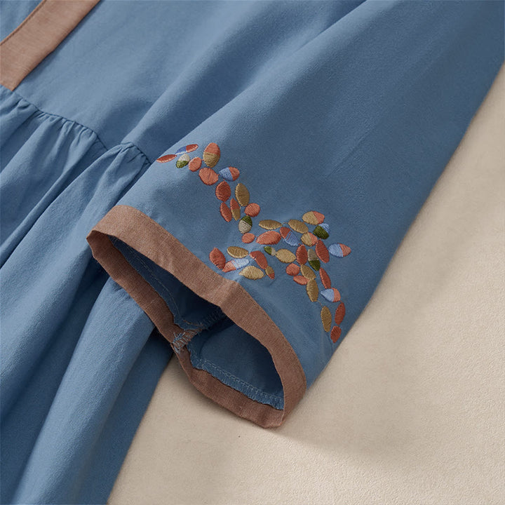 Buddha Stones Frühlings-Midikleid mit ethnischer Stickerei und halben Ärmeln für Damen - image 24