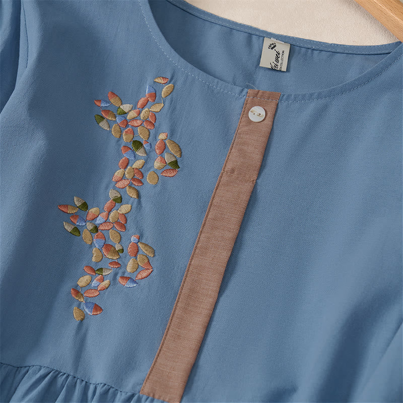 Buddha Stones Frühlings-Midikleid mit ethnischer Stickerei und halben Ärmeln für Damen - image 26