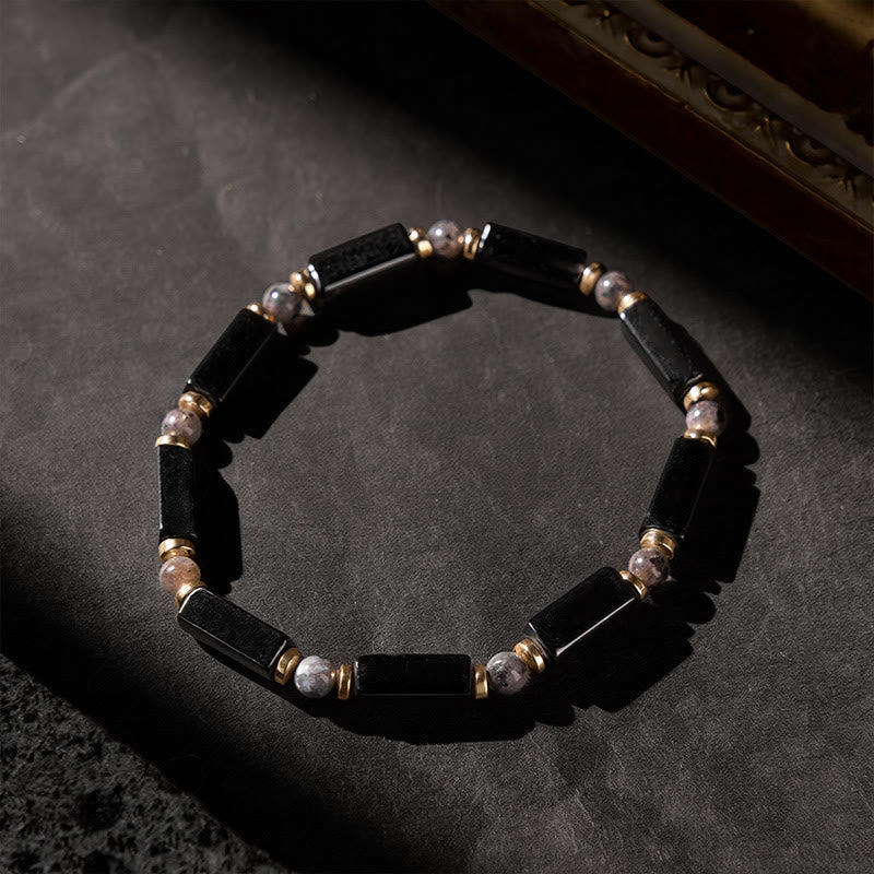 Buddha Stones Armband aus schwarzem Onyx mit Kupferakzentperlen - image 4