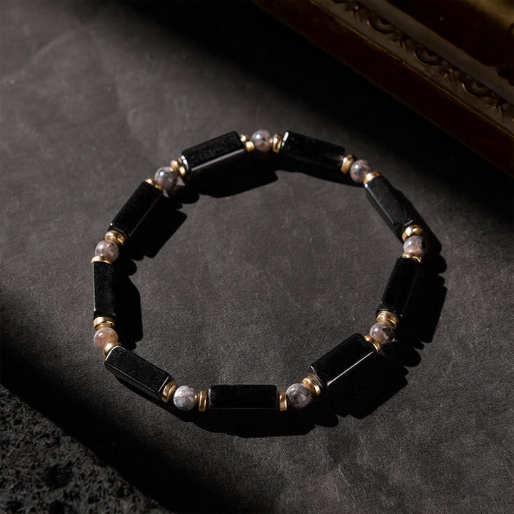 Buddha Stones Armband aus schwarzem Onyx mit Kupferakzentperlen - image 4