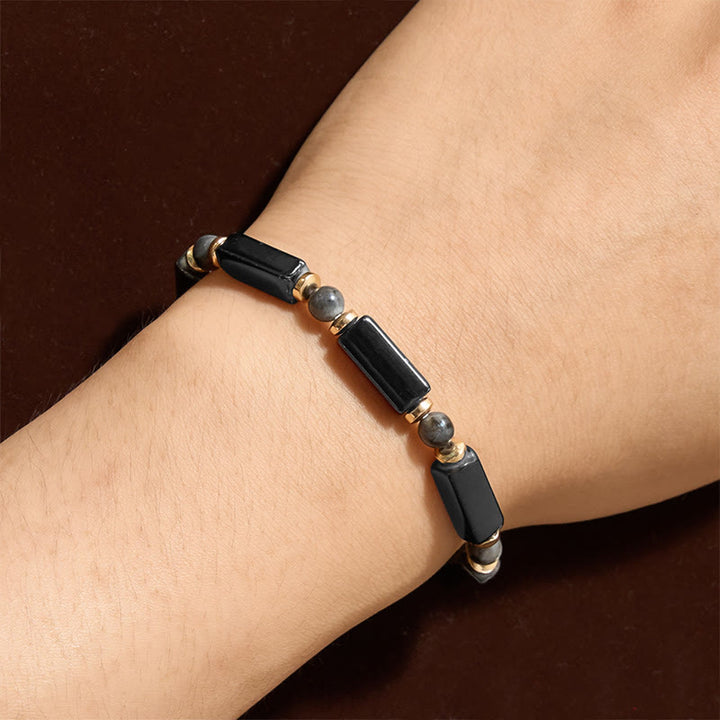 Buddha Stones Armband aus schwarzem Onyx mit Kupferakzentperlen - image 11
