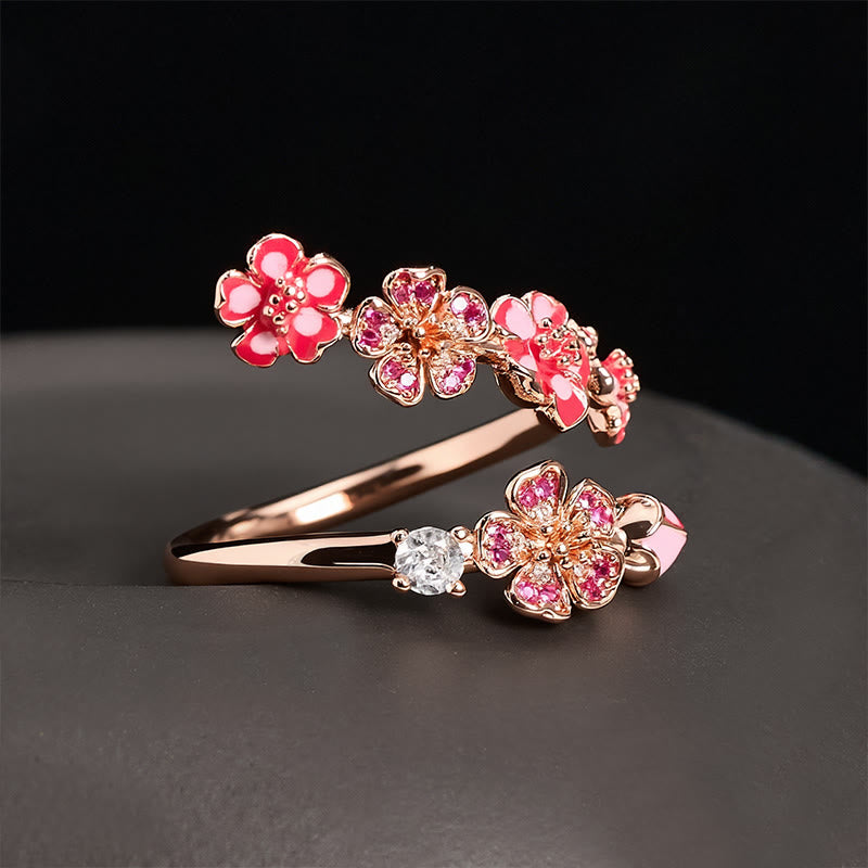 Buddha Stones Kupferner Pfirsichblüten-Balance-Offener Ring - 18,9 mm-US9 - image 0