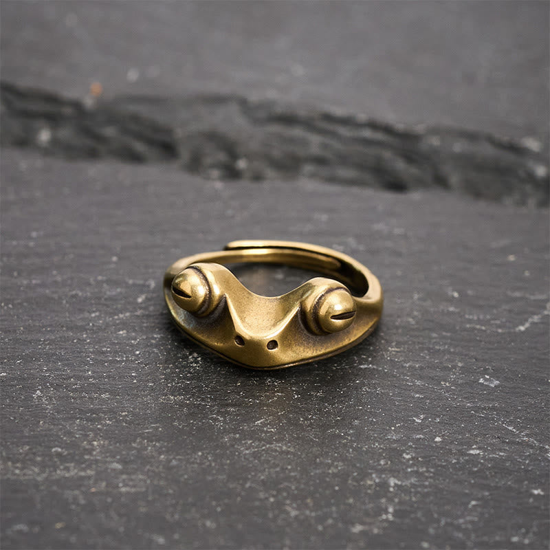 Buddha Stones Vintage Feng Shui Froschring aus Messing, verstellbar - image 3