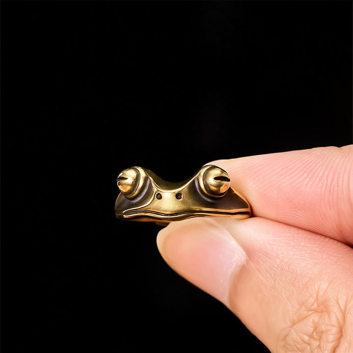 Buddha Stones Vintage Feng Shui Froschring aus Messing, verstellbar - image 4