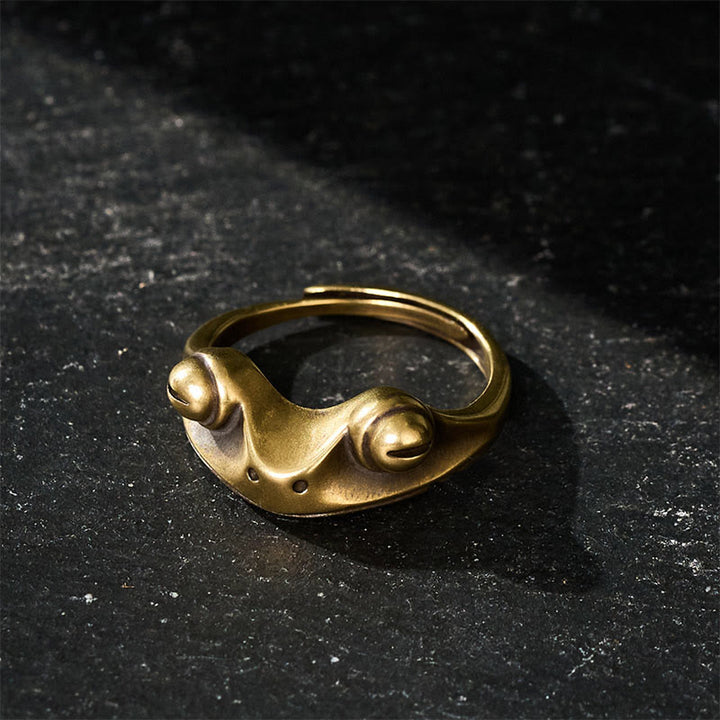 Buddha Stones Vintage Feng Shui Froschring aus Messing, verstellbar - image 2