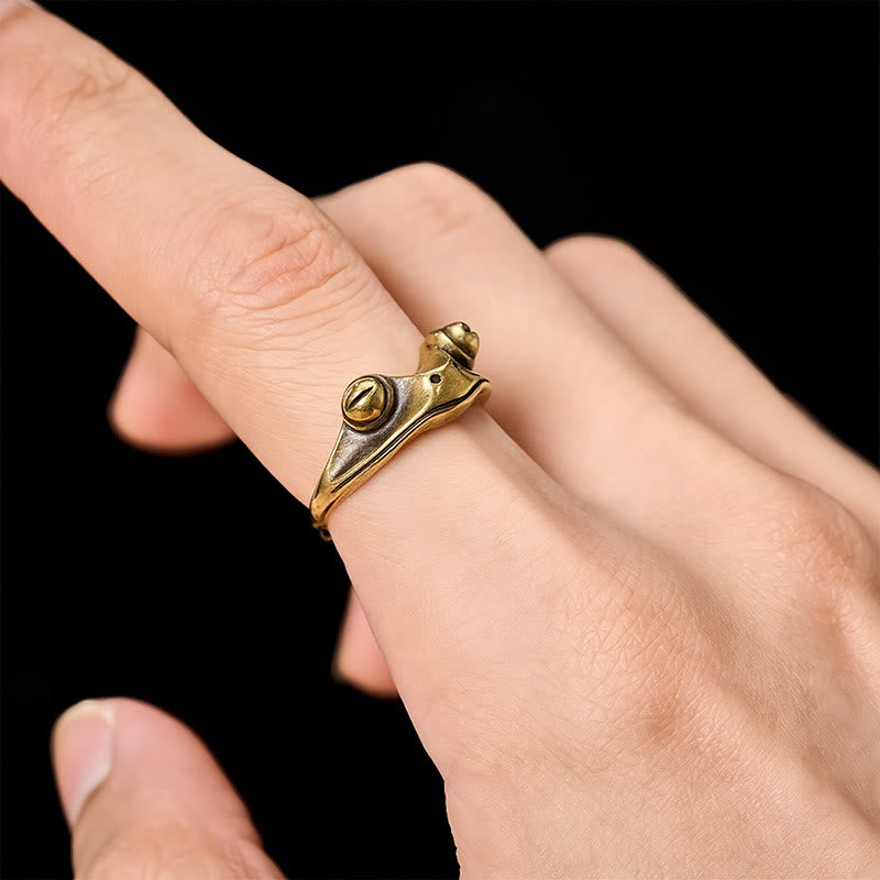 Buddha Stones Vintage Feng Shui Froschring aus Messing, verstellbar - image 8