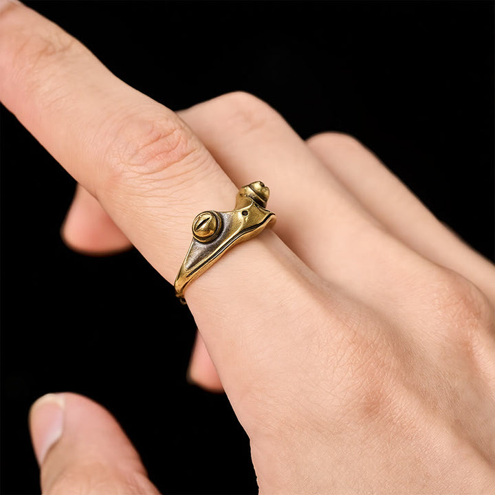 Buddha Stones Vintage Feng Shui Froschring aus Messing, verstellbar - image 8