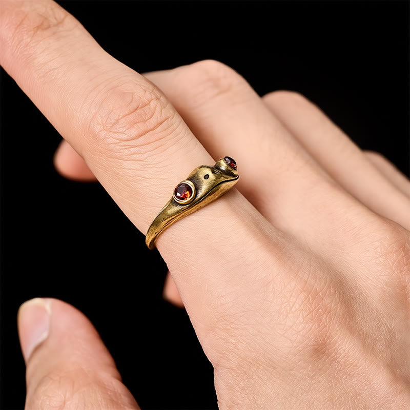 Buddha Stones Vintage Messing Feng Shui Frosch Reichtumsring - image 8