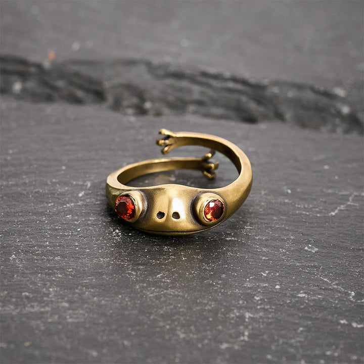 Buddha Stones Vintage Messing Feng Shui Frosch Reichtumsring - image 2