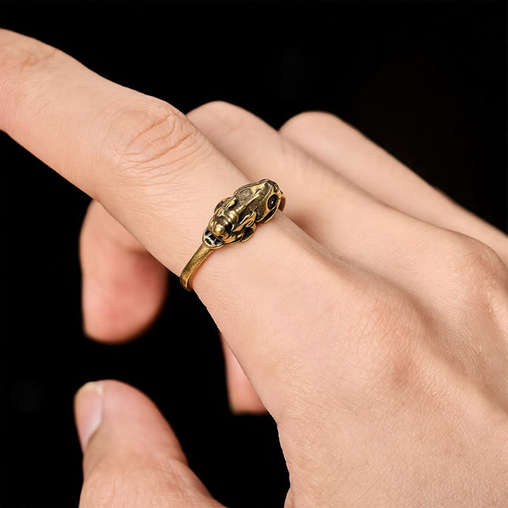 Buddha Stones Verstellbarer Ring aus Messing mit Pixiu-Motiv, der Reichtum und Glück bringt - image 8