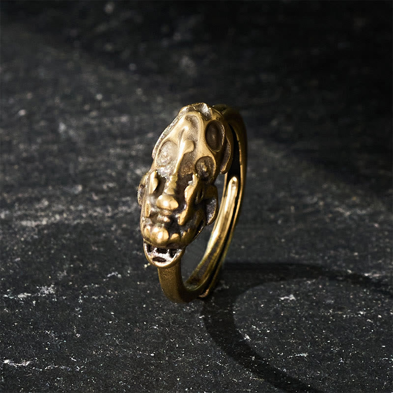 Buddha Stones Verstellbarer Ring aus Messing mit Pixiu-Motiv, der Reichtum und Glück bringt - image 2