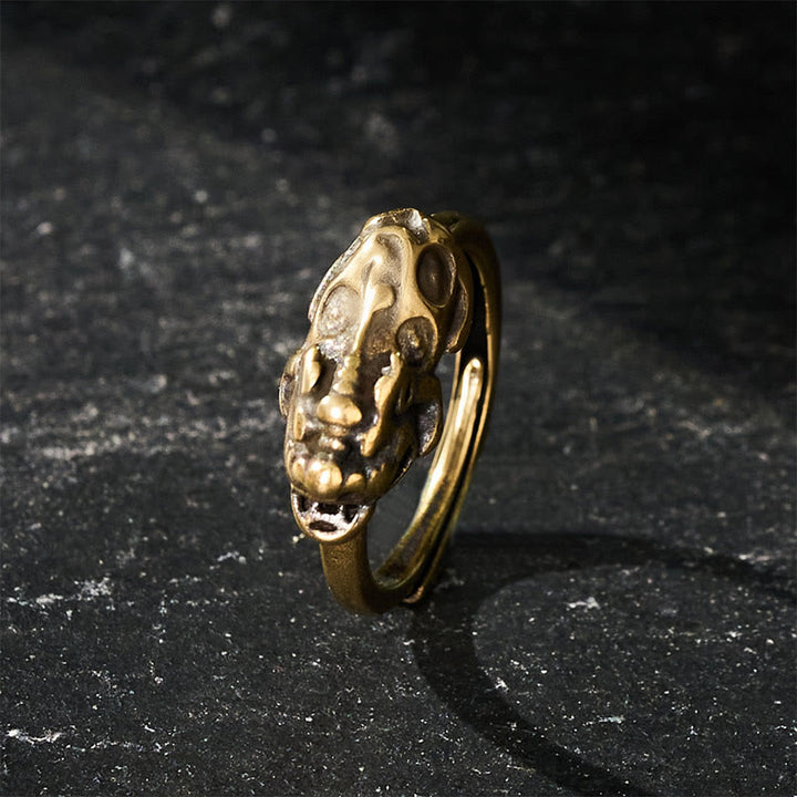 Buddha Stones Verstellbarer Ring aus Messing mit Pixiu-Motiv, der Reichtum und Glück bringt - image 2