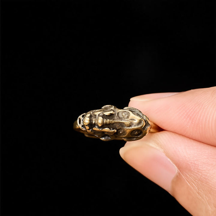 Buddha Stones Verstellbarer Ring aus Messing mit Pixiu-Motiv, der Reichtum und Glück bringt - image 4