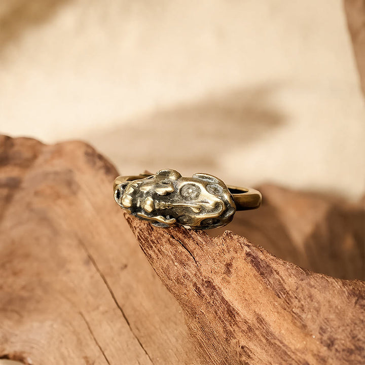 Buddha Stones Verstellbarer Ring aus Messing mit Pixiu-Motiv, der Reichtum und Glück bringt - image 1