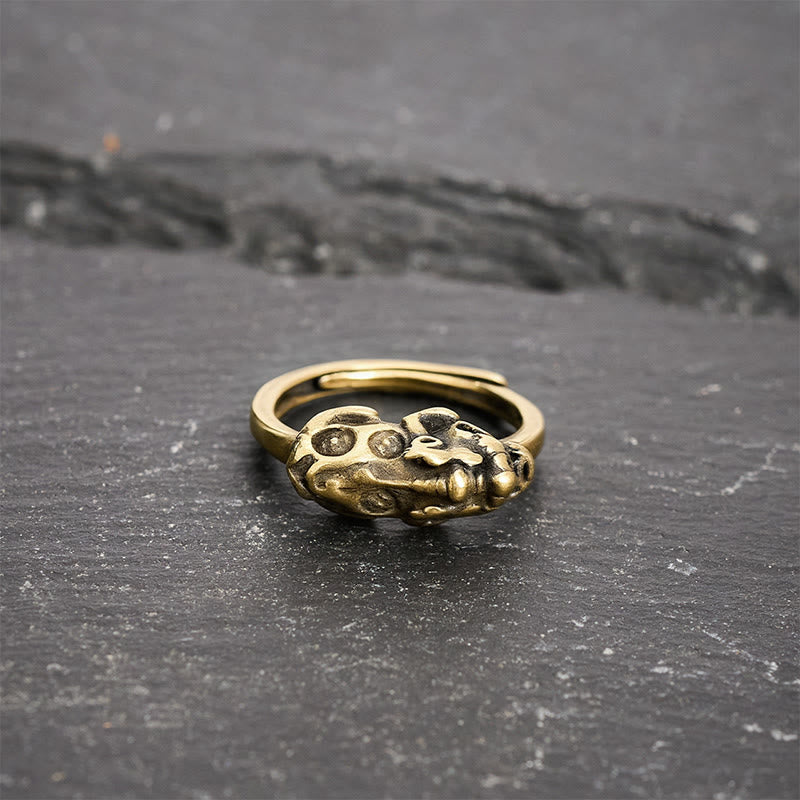 Buddha Stones Verstellbarer Ring aus Messing mit Pixiu-Motiv, der Reichtum und Glück bringt - image 3