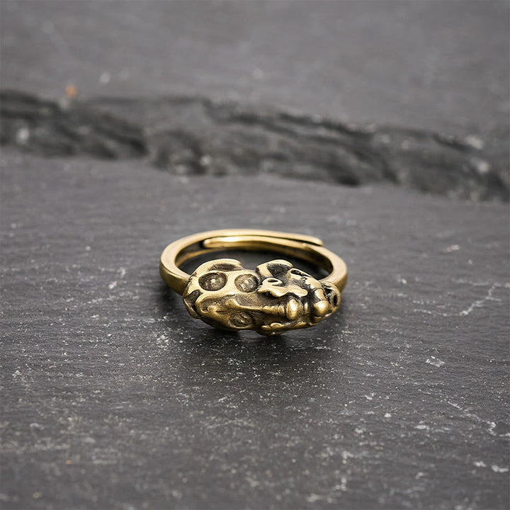 Buddha Stones Verstellbarer Ring aus Messing mit Pixiu-Motiv, der Reichtum und Glück bringt - image 3