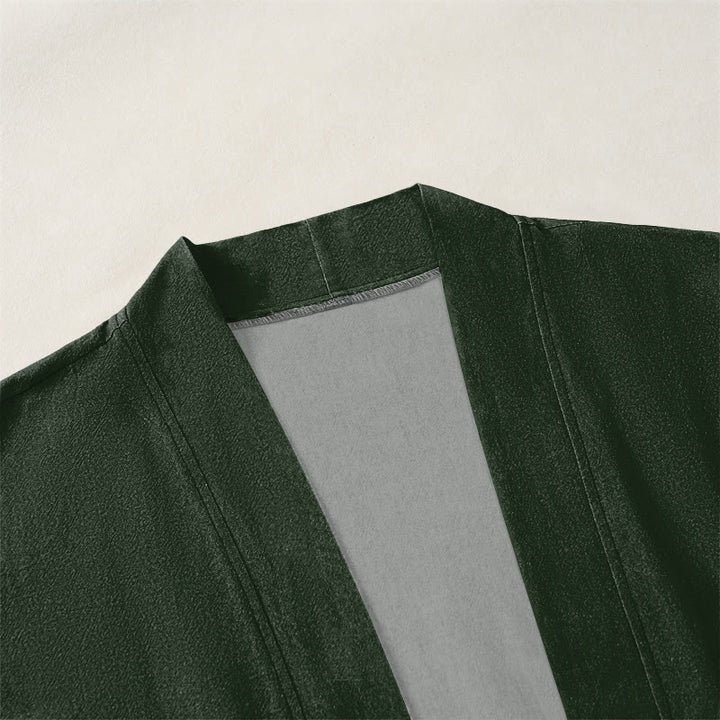 Buddha Stones Kimono für Herren aus Baumwolle mit Wellenmuster und offener Vorderseite - image 3