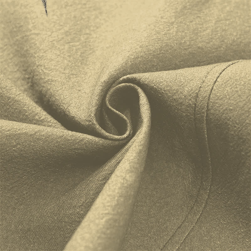 Buddha Stones Kimono für Herren aus Baumwolle mit asymmetrischem, tintenblauem Bambusmuster und offener Vorderseite - image 5