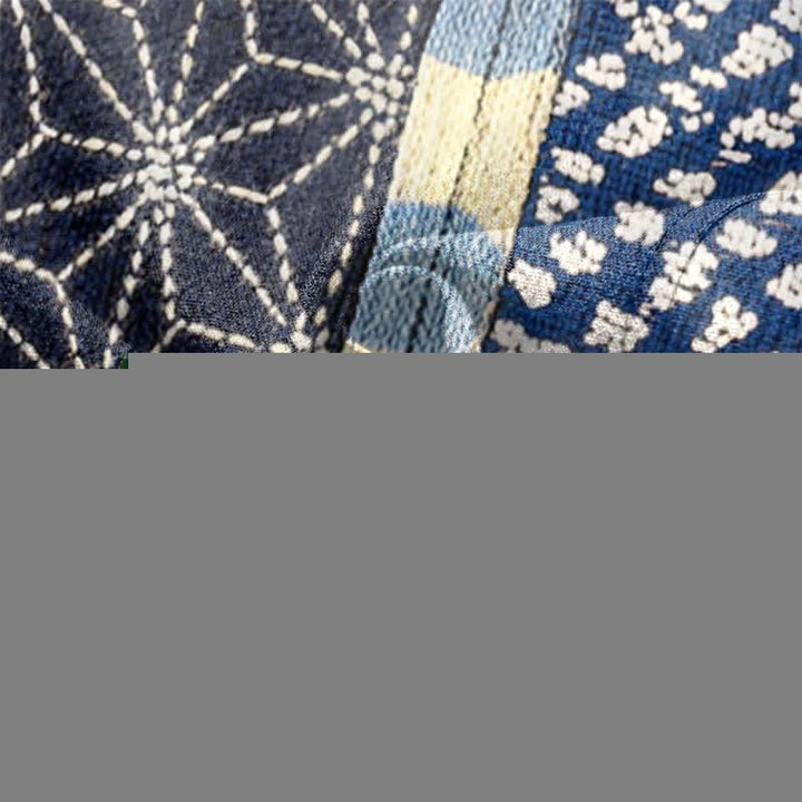 Buddha Stones Kimono aus Baumwolle mit Vintage-Blumen-Patchworkmuster und offener Vorderseite für Herren - image 5
