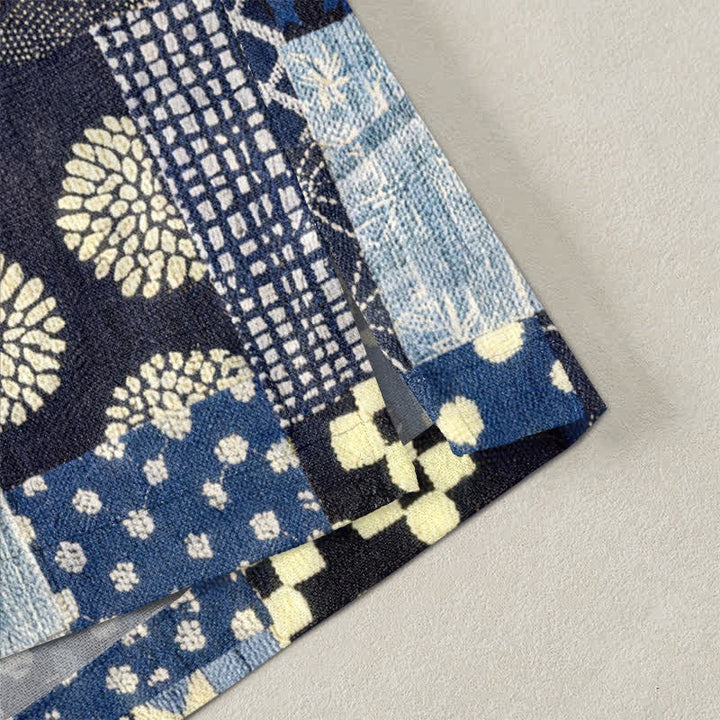 Buddha Stones Kimono aus Baumwolle mit Vintage-Blumen-Patchworkmuster und offener Vorderseite für Herren - image 4