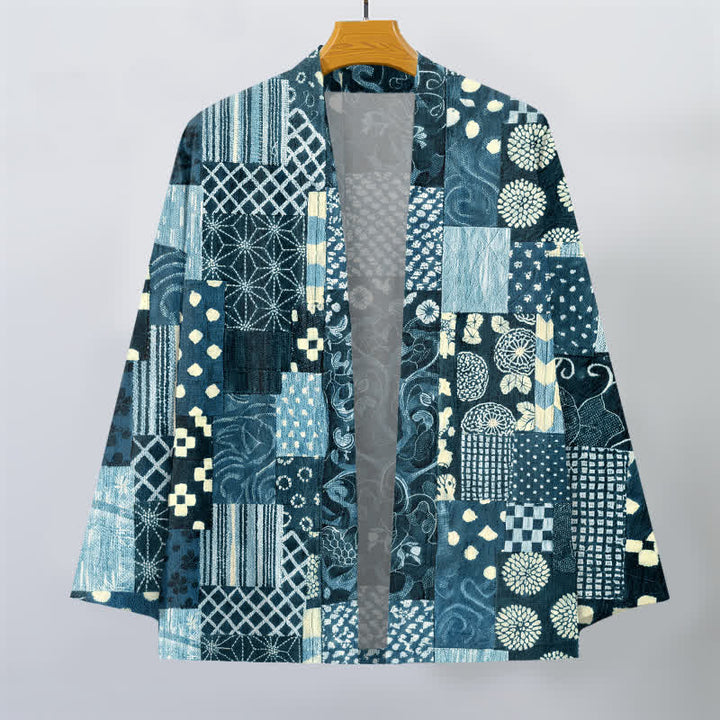 Buddha Stones Kimono aus Baumwolle mit Vintage-Blumen-Patchworkmuster und offener Vorderseite für Herren - image 7