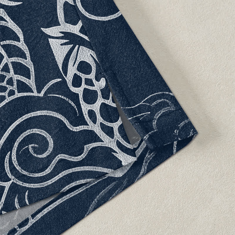 Buddha Stones Kimono aus Baumwolle mit traditionellem Drachen- und Wolkenmuster, offener Vorderseite, für Herren - image 4