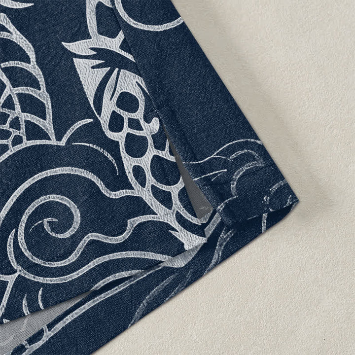 Buddha Stones Kimono aus Baumwolle mit traditionellem Drachen- und Wolkenmuster, offener Vorderseite, für Herren - image 4