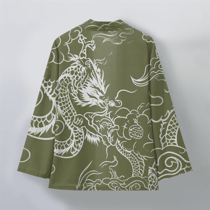 Buddha Stones Kimono aus Baumwolle mit traditionellem Drachen- und Wolkenmuster, offener Vorderseite, für Herren - image 11