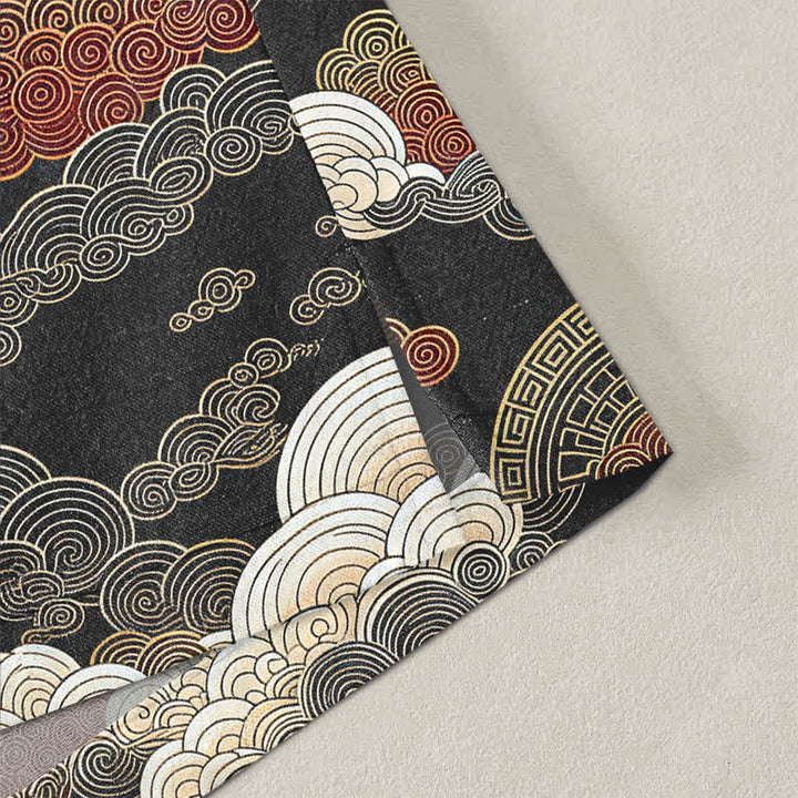 Buddha Stones Kimono für Herren aus Baumwolle mit glückverheißendem Wolkenmuster und offener Vorderseite - image 4