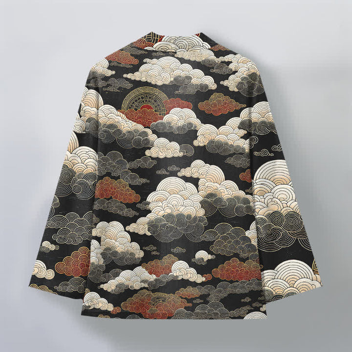 Buddha Stones Kimono für Herren aus Baumwolle mit glückverheißendem Wolkenmuster und offener Vorderseite - image 2