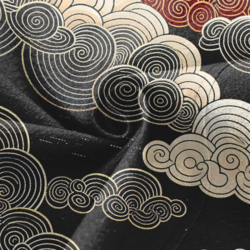 Buddha Stones Kimono für Herren aus Baumwolle mit glückverheißendem Wolkenmuster und offener Vorderseite - image 5