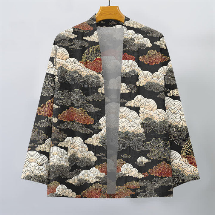 Buddha Stones Kimono für Herren aus Baumwolle mit glückverheißendem Wolkenmuster und offener Vorderseite - image 1