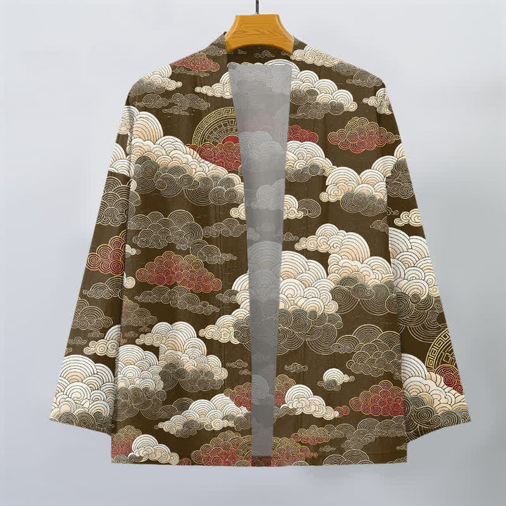 Buddha Stones Kimono für Herren aus Baumwolle mit glückverheißendem Wolkenmuster und offener Vorderseite - image 7