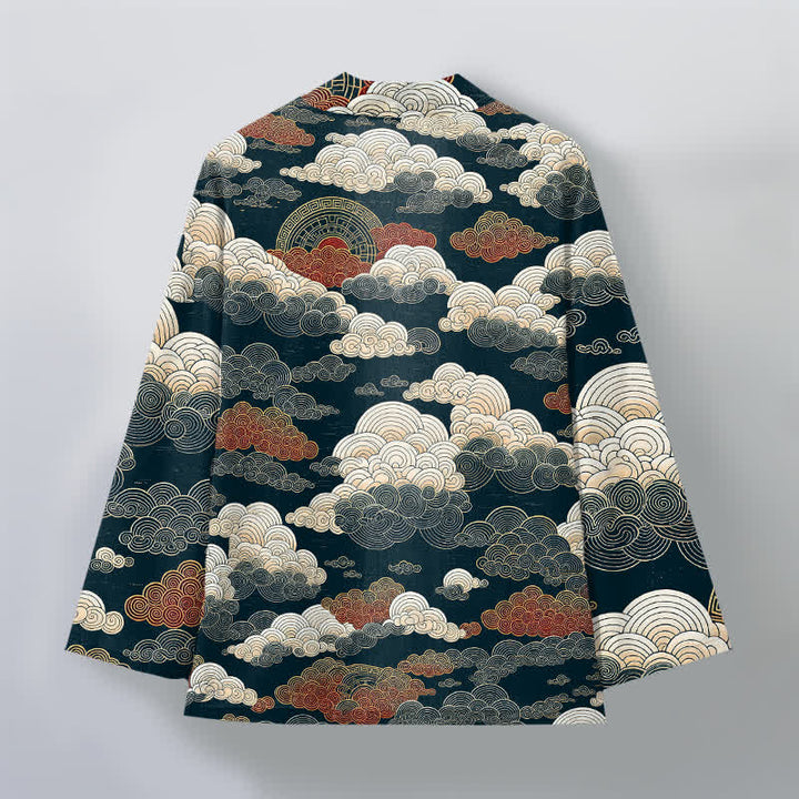Buddha Stones Kimono für Herren aus Baumwolle mit glückverheißendem Wolkenmuster und offener Vorderseite - image 11