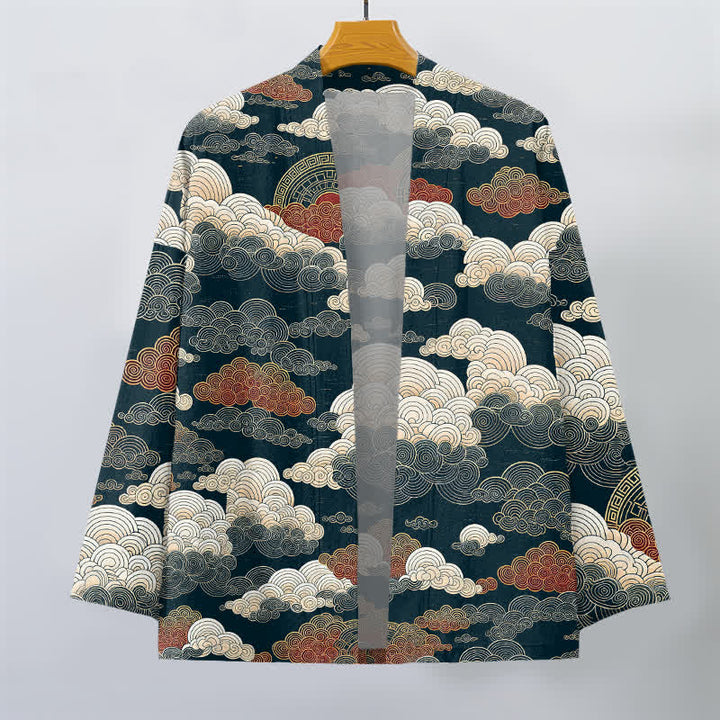 Buddha Stones Kimono für Herren aus Baumwolle mit glückverheißendem Wolkenmuster und offener Vorderseite - image 10