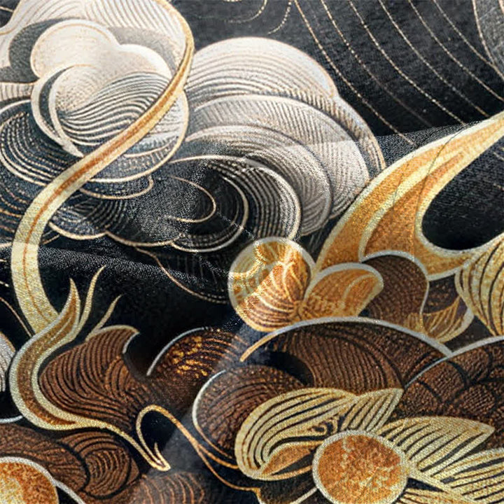 Buddha Stones Kimono aus Baumwolle mit Drachen-, Wolken- und Meeresmuster, offener Vorderseite, für Herren - image 5